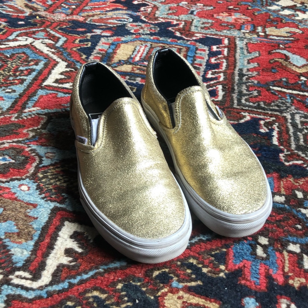 Vans - Gold Slip Ons - Size 7
